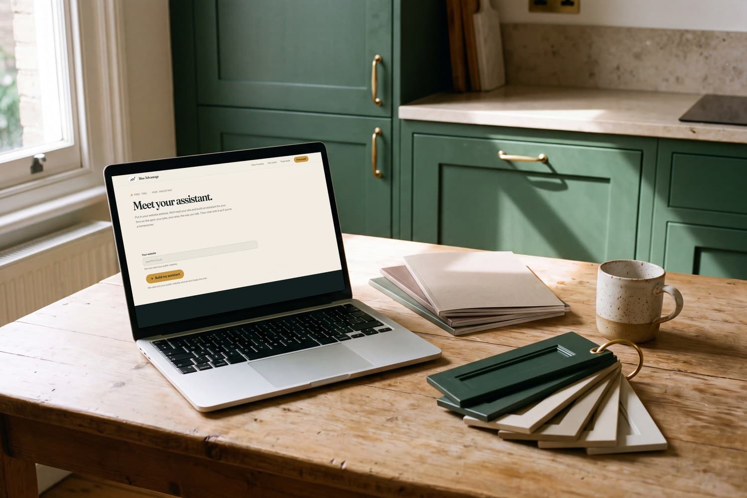 The assistant tool open on a laptop