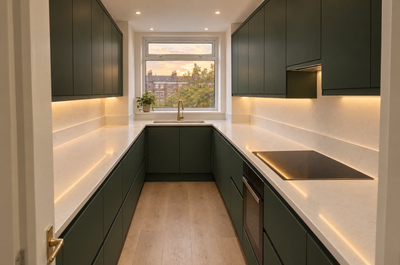 The finished galley kitchen